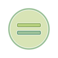 Green circle with two horizontal bars symbol for equal