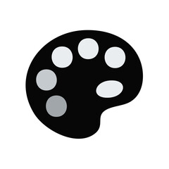 Simple Black and White Artist's Palette with Paint for Mixing Colors