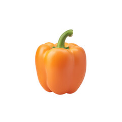 A bright orange bell pepper isolated on a transparent background, ready for culinary use and healthy eating