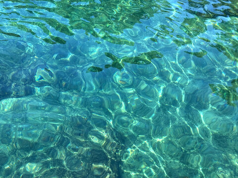 Teal sea crystal clear water.