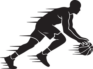 Basketball Player Dribbling Silhouettes Fast Motion Low Skillful Lean Blur