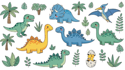 Adorable Cartoon Dinosaurs A Delightful Collection of Prehistoric Creatures