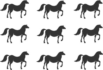 horse silhouettes set
