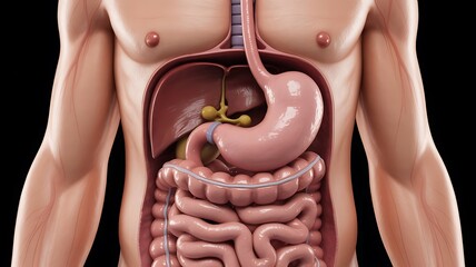 Anatomical illustration of the human digestive system