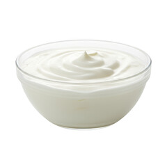 Bowl of creamy yogurt isolated on transparent background for healthy breakfast