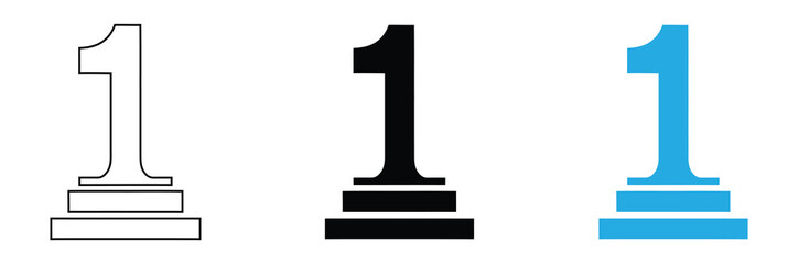 Number one graphic icons for winning team designs,Black laurel with number one, vector emblem isolated on white background.Eps 10,editable stroke