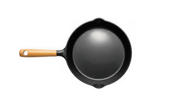 Cast iron skillet isolated on transparent background, a versatile kitchen tool