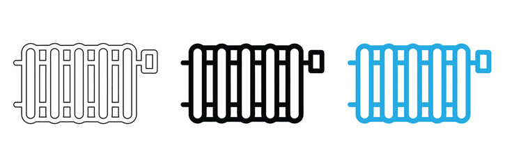Radiator icon vector collection. EPS 10,Radiator heat vector icons set for cozy home designs,editable stroke