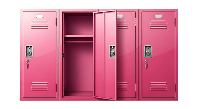 Pink School Locker Illustration &ndash; Modern Open and Closed Locker Design