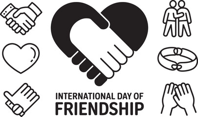 Obraz premium International Day of Friendship concept handshake heart friends icons transparent background