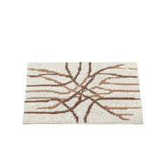 Modern Beige Textured Rug with Brown Abstract Branch Pattern