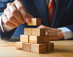 Business Strategy Planning Wooden Blocks.