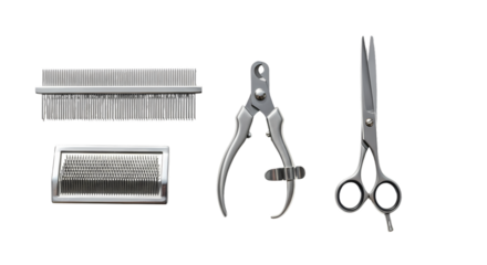 Grooming tools on a transparent background