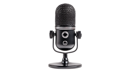 A black microphone isolated on transparent background