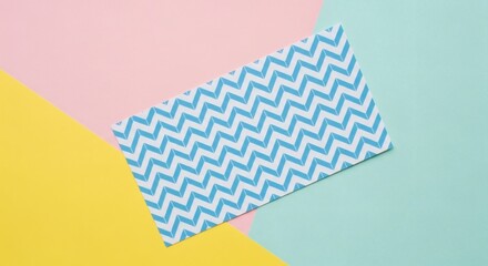Pastel Zigzag Playful Pattern on Pink with Yellow, and and Blue Background.