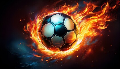 Fototapeta premium soccer ball in flames