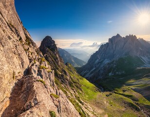 Fototapeta premium a majestic mountain range pristine and untouched designated as a climbing reserve showcases challenging peaks and breathtaking views for experienced climbers adventure cliffs path