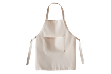 Simple white apron with pocket isolated on a transparent background