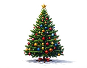 Fototapeta premium Christmas Tree Decorated with Ornaments.