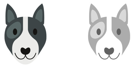 Set of Border Collie dog head vector illustrations in flat design style.