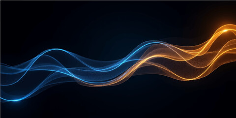 Dynamic abstract blue background design featuring flowing light lines and wave pattern illustration