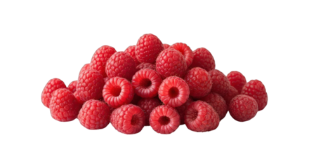 A pile of vibrant red raspberries, showcasing their textured, segmented surfaces