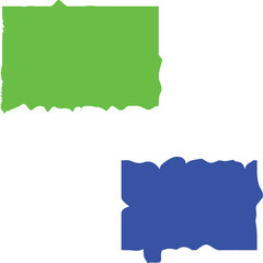 Dynamic Abstract Torn Paper Shape Elements Set for Graphic Design and Creative Projects, Featuring Rough Edges in Vibrant Green and Blue