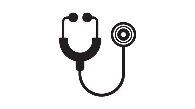 Stethoscope icon simple flat vector glyph isolated on white background for medical and healthcare design