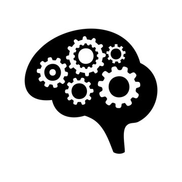 Brain functioning with gears, showing intelligence, thoughts, and mechanical processes concept