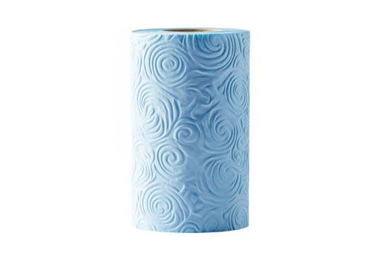 Embossed blue paper roll isolated on a transparent background