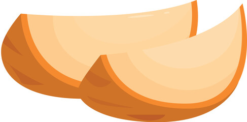 Two appetizing melon slices, showcasing the juicy orange pulp and firm outer rind