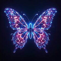 Stunning neon butterfly design with glowing lights, perfect for vibrant backgrounds, futuristic themes and eye-catching digital art projects, a modern aesthetic