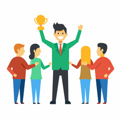 Employee Receiving Applause Modern Corporate Flat Design