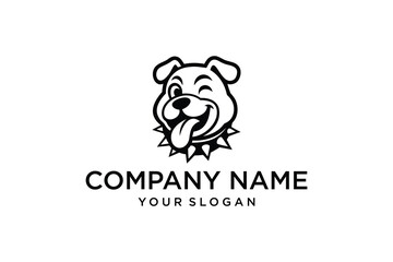 Winking Dog Head Mascot Logo with Playful Tongue and Spiked Collar Design