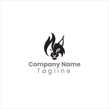 a stylized logo of a feline, possibly a lynx or a cat