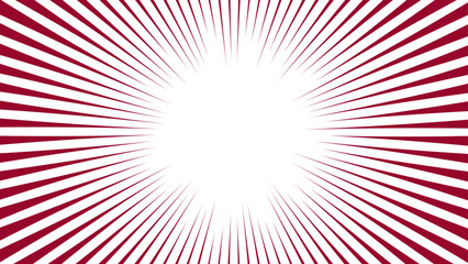 Abstract vivid background with dynamic red and white radial lines converging towards the center,  bright burst effect. Comic-style speed rays or a sunburst pattern with high contrast and energy.