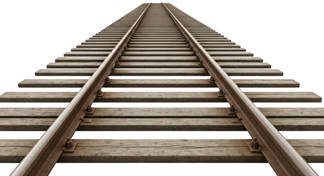 Train track perspective, straight lines converge at the vanishing point