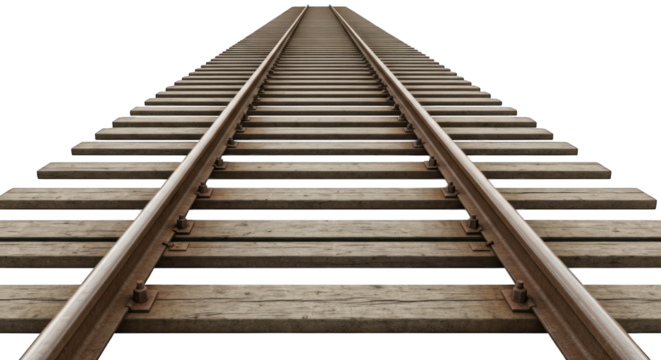 Train track perspective, straight lines converge at the vanishing point