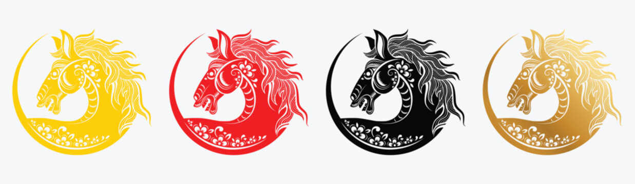 Happy chinese new year 2026 the horse zodiac sign with flower,lantern,asian elements red paper cut style on color background. ( Translation : happy new year 2026 year of the horse )