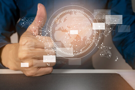 Global Business Concept ,Businessman trade and invest globally with digital technology system