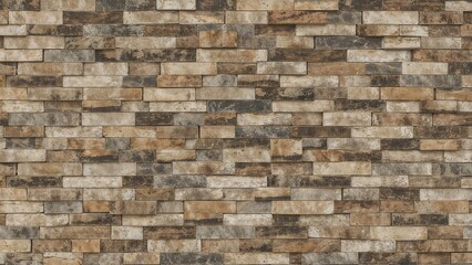Obraz premium Brick wall pattern with various shades of brown and gray bricks.