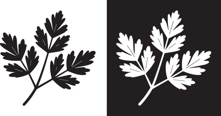 leaf silhouette negative positive space symmetrical parsley leaf