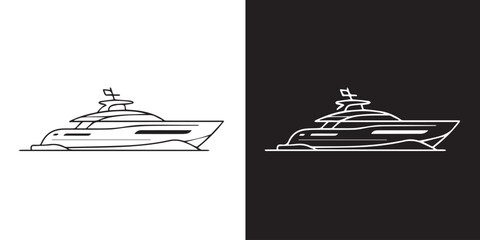 yacht graphic mirrored black white line drawing hull deck wake motion