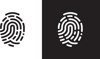 fingerprint icon contrast black and white biometric identity security design