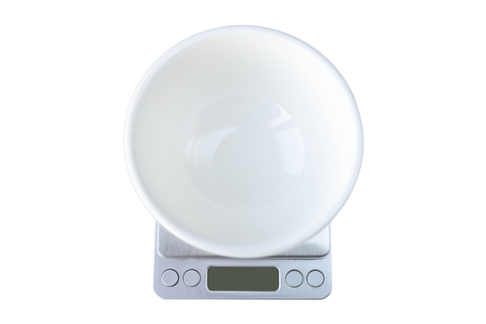 Electronic Kitchen Scale With White Bowl Isolate