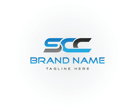 Blue and gray SCC logo with brand name and tagline text vector template