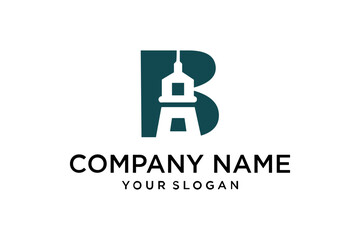 Letter B Logo with Lighthouse Symbol Design