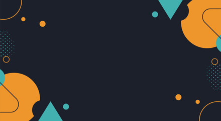 Abstract Geometric Dark Background with Orange and Teal Shapes