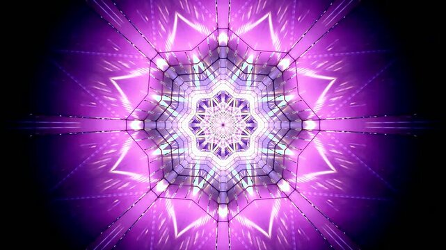 Mesmerizing tunnel video loop with vibrant purple lights and seamless motion for screensavers or visual presentations