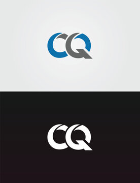 Blue gray and vector template white C Q monogram logo on light and dark backgrounds letter